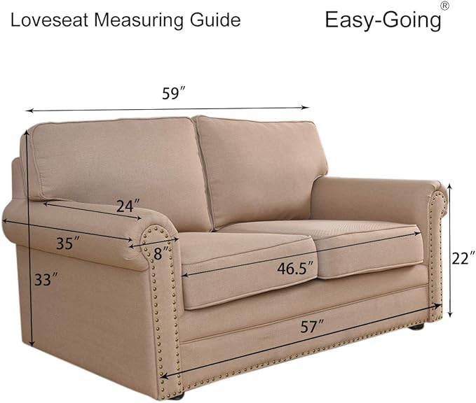 Easy-Going Stretch Loveseat Slipcover 1-Piece Sofa Cover Furniture Protector Couch Soft with Elastic Bottom for Kids Polyester Spandex Jacquard Fabric Small Checks (Loveseat, Light Gray)