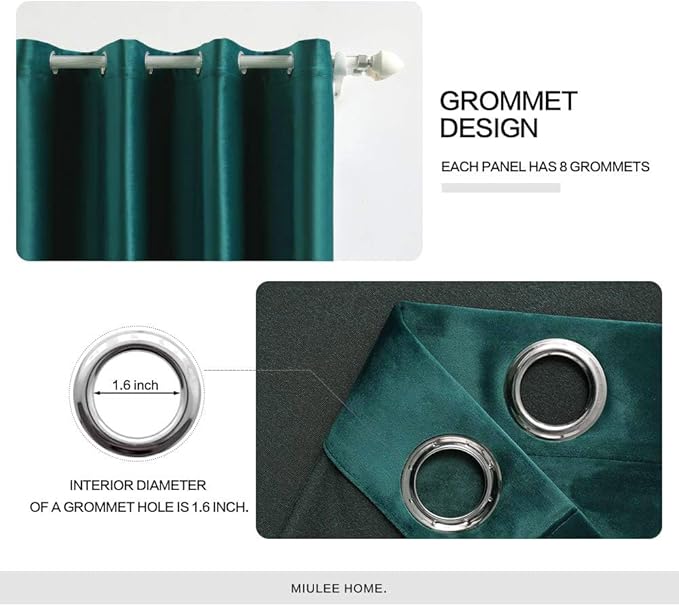 MIULEE Christmas Dark Green Velvet Curtains Room Darkening Blackout Solid Emerald Curtain Thermal Insulated Soundproof Curtains/Drapes/Panels for Living Room Bedroom 52 x 72 Inch 2 Panels