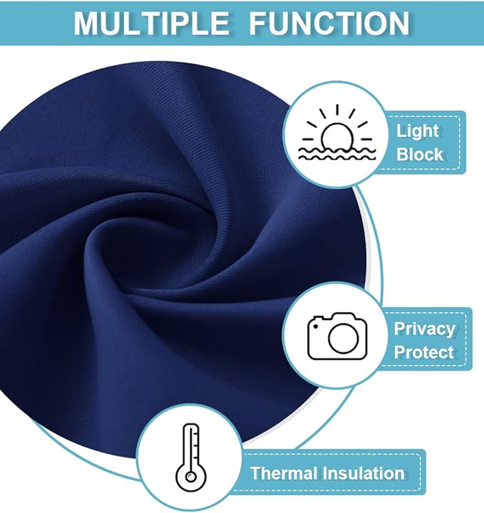 RYB HOME Cafe Blackout Curtains 24 inch Length, RV Curtains for Camper Windows, Mini Short Small Insulating Light UV Blocking Privacy Half Window Tiers, Width 29 by Length 24, Marine Blue, 2 Panels