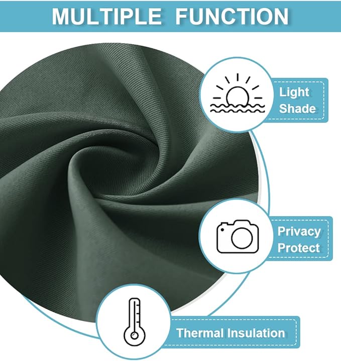 RYB HOME Cafe Blackout Curtains 24 inch Length, RV Curtains for Camper Windows, Mini Short Small Insulating Light UV Blocking Privacy Half Window Tiers, Width 42 by Length 24, Dark Green, 2 Panels