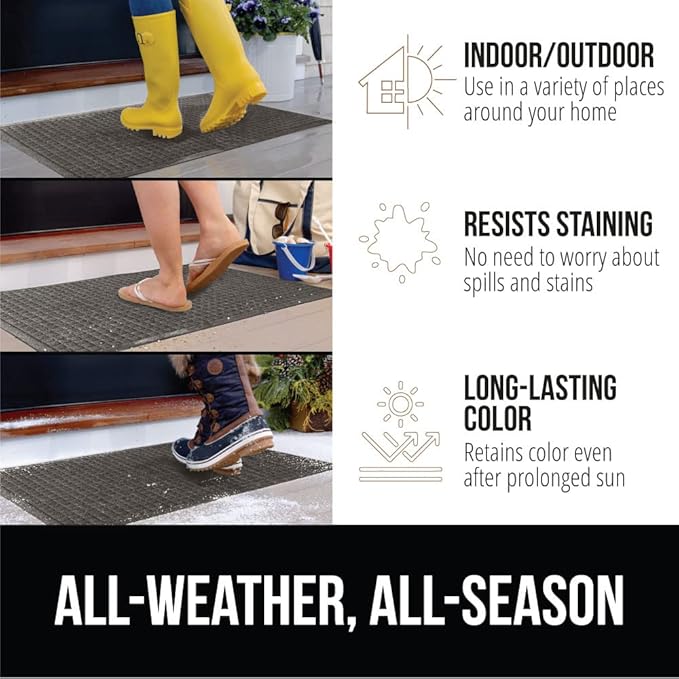 GORILLA GRIP® Ultra Absorbent Front Door Mat Outside Entrance, Traps Dirt and Moisture, HydroABSORB Indoor Outdoor Doormat Holds 1.7 Cups Water, Stain and Fade Resistant Welcome Mat, 29x17 Charcoal