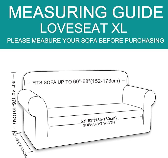 U-NICE HOME Oversized Stretch Loveseat Couch Cover Sofa Covers Washable Sofa Slipcover Furniture Protector for 2 Cushion Couch Sofa Pet Friendly, Chocolate