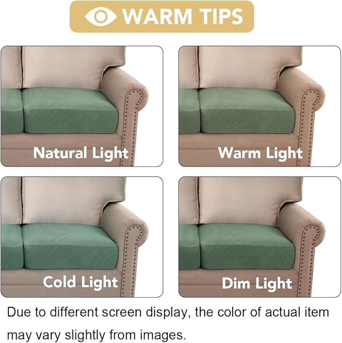 H.VERSAILTEX Super Stretch Individual Seat Cushion Covers Sofa Covers Couch Cushion Covers Slipcover Sets Thick Jacquard Textured Twill Fabric (1 Piece Chair Cushion Cover, Loden Frost)