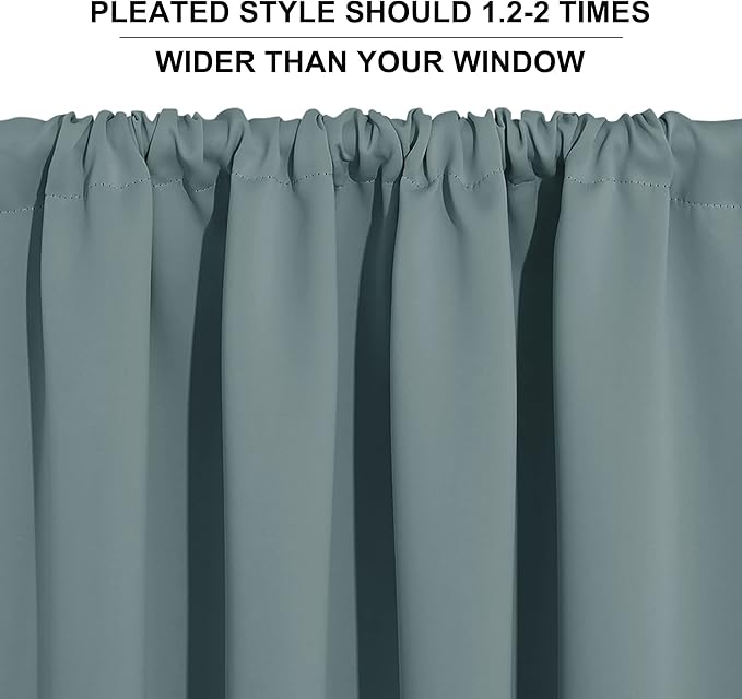 RYB HOME Cafe Blackout Curtains 24 inch Length, RV Curtains for Camper Windows, Mini Short Small Insulating Light UV Blocking Privacy Half Window Tiers, Width 42 by Length 24, Dusty Blue, 2 Panels