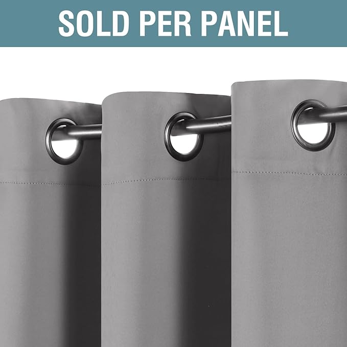 H.VERSAILTEX Grey Blackout Curtains for Bedroom Thermal Insulated Room Darkening Blackout Curtain Panel for Door, Window Panel Drapes - 1 Panel - 52 inch Wide by 90 inch Long, Dove Gray, Grommet Top