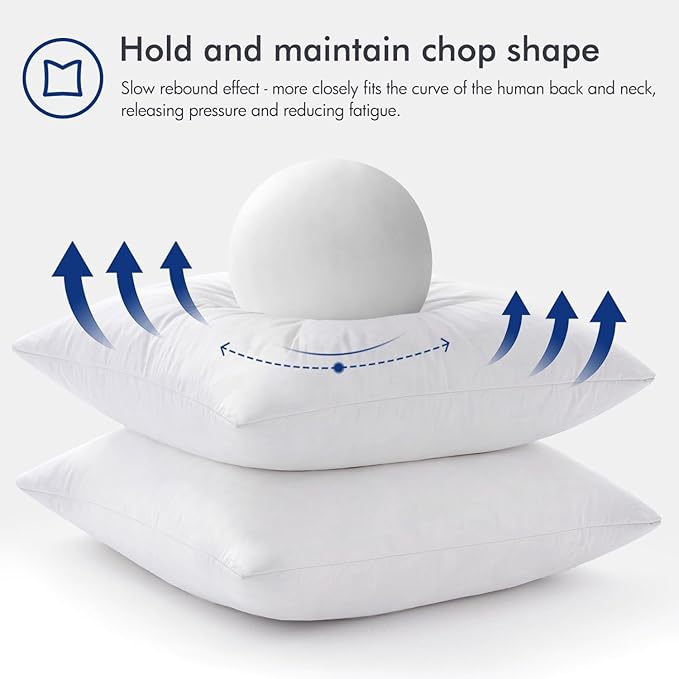 MIULEE Pillow Inserts 18x18 (Pack of 4,White), Down Feather Throw Pillow Inserts, Premium Fluffy Stuffer Throw Pillows Cotton Fabric for Sofa Bed Couch