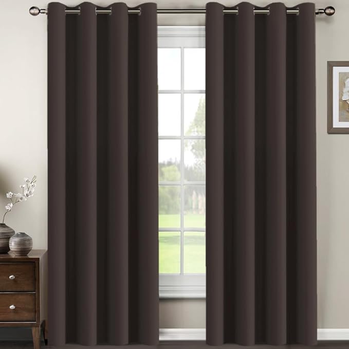 H.VERSAILTEX Brown Blackout Curtains for Living Room 90 Inches Length, Blackout Curtains for Bedroom Curtains & Drapes Thermal Insulated Drapes - Chocolate Brown, 1 Panel, 52" W x 90" L