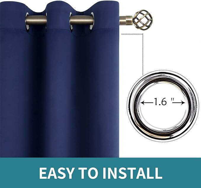 BGment Blackout Curtains for Living Room - Grommet Thermal Insulated Room Darkening Curtains for Bedroom, Set of 2 Panels (52 x 84 Inch, Navy Blue)