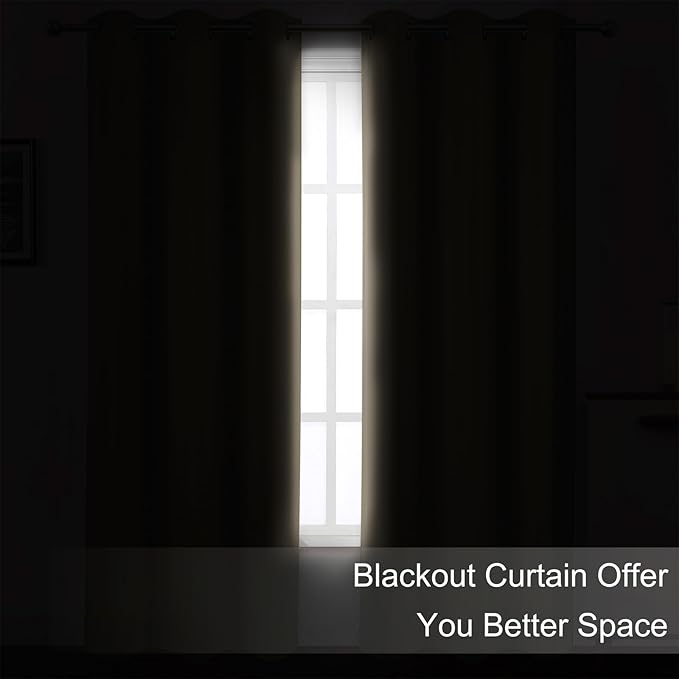 LEMOMO Khaki Thermal Blackout Curtains/52 x 54 Inch/Set of 2 Panels Room Darkening Curtains for Bedroom