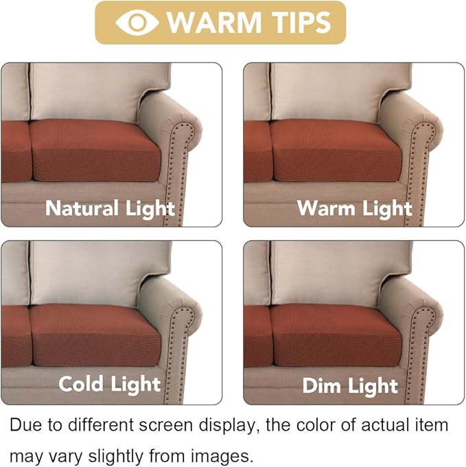 H.VERSAILTEX Super Stretch Individual Seat Cushion Covers Sofa Covers Couch Cushion Covers Slipcover Sets Thick Jacquard Textured Twill Fabric (1 Piece Chair Cushion Cover, Rust)