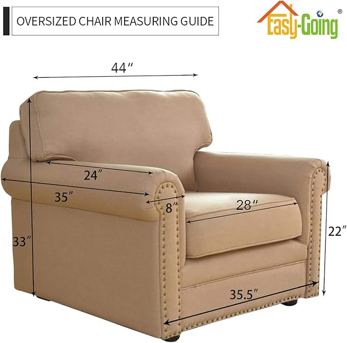 Easy-Going Stretch Oversized Chair Sofa Slipcover 1-Piece Couch Sofa Cover Furniture Protector Soft with Elastic Bottom for Kids Spandex Jacquard Fabric Small Checks Sand