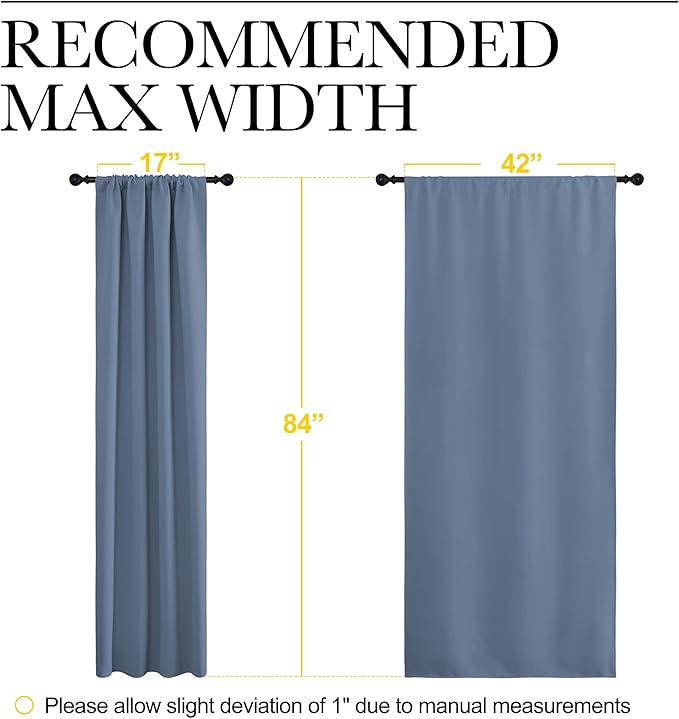 NICETOWN Blackout Curtains for Living Curtains, Window Treatment Curtains & Drapes 84 inches Long, Thermal Insulated Privacy Draperies for Bedroom (Stone Blue, 42" Wide x 84" Long, Set of 2)