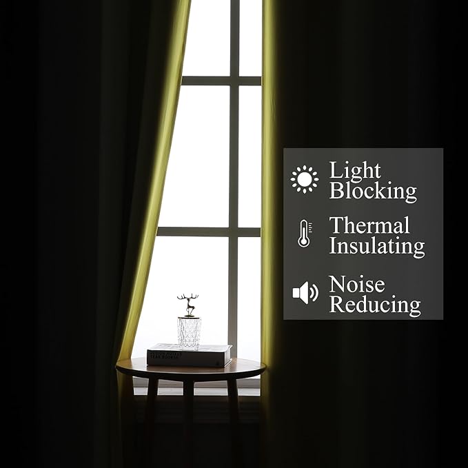 Estelar Textiler Black and Yellow Ombre Blackout Curtains 90 Inch Length 2 Panels Set, Thermal Insulated Drapes for Bedroom,Full Room Darkening Grommet Gradient Curtains for Living Room,52Wx90L