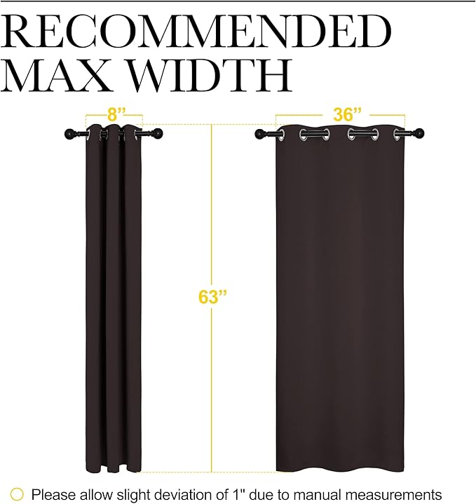 NICETOWN Triple Weave Microfiber Energy Saving Thermal Insulated Solid Grommet Blackout Curtains for Bedroom (2 Panels, 42 inches by 63 Inch, Toffee Brown)