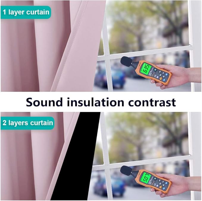NICETOWN Blackout Curtains 80 inches Long, 2 Pieces, 42" Wide Each Panel, Lavender Pink, Full Light Blocking Drapes with Black Liner for Nursery, Thermal Insulated Draperies for Hall, Villa
