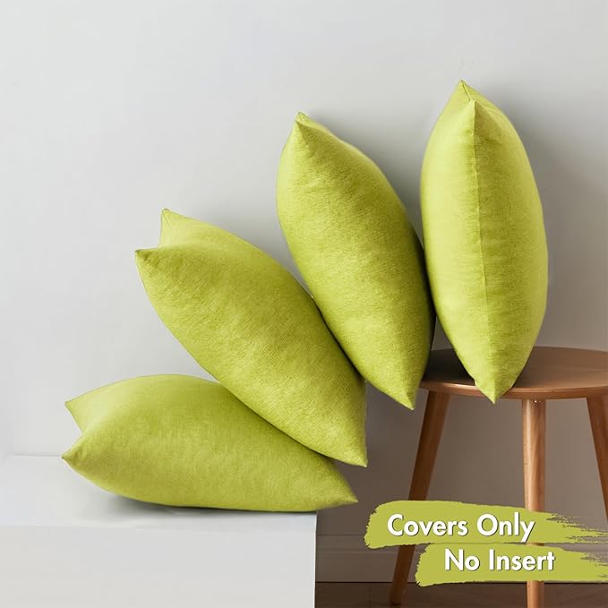 MIULEE Pack of 4 Decorative Outdoor Throw Pillow Covers Linen Waterproof Pillow Covers Spring Farmhouse Cushion Cases for Patio Garden Tent Balcony Couch Sofa 16x16 inch Grass Green