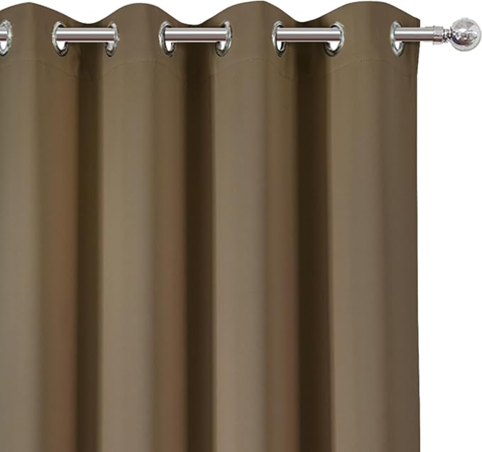 LEMOMO Brown Blackout Curtains 66 x 63 Inch Length/Set of 2 Curtain Panels/Thermal Insulated Room Darkening Blackout Curtains for Bedroom
