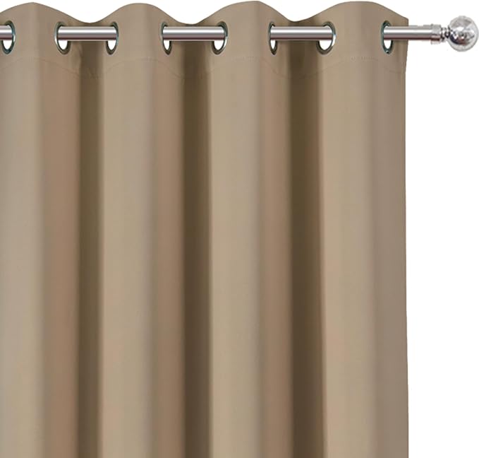 LEMOMO Natural Thermal Blackout Curtains/52 x 54 Inch/Set of 2 Panels Room Darkening Curtains for Bedroom