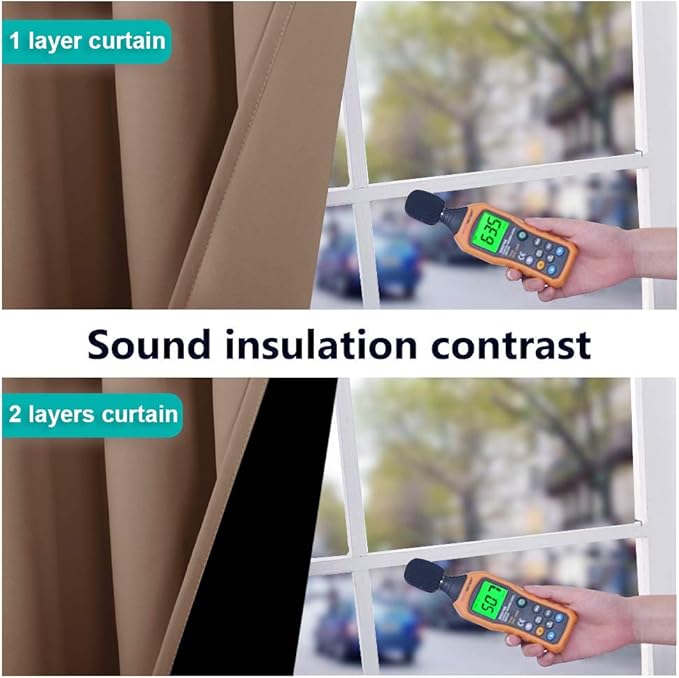 NICETOWN Room Warming Curtains, Bedroom Full Blackout Panels, Super Thick Insulated Window Covers, 100% Blackout Blinds with Black Liner for Small Window(Cappuccino, Set of 2 PCs, 52 by 45-inch)