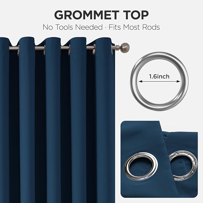 Joydeco Blackout Door Curtain for Doorway Privacy 90 Inches Long, Grommet Closet Curtain for Open Closet, Room Divider for Bedroom Living Room (Navy Blue, 52Wx90L, 1 Panel)