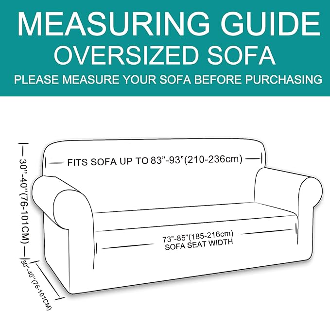 U-NICE HOME Stretch Couch Cover Sofa Cover Sofa Slipcover Furniture Protector for 4 Cushion Couch Sofa Pet Friendly(Oversized Sofa, Cyan)