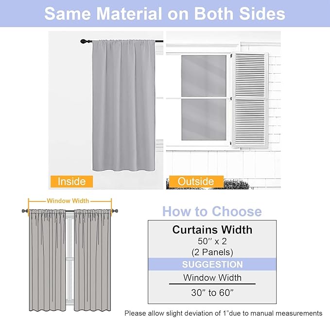Simplebrand Silver Grey Blackout Curtains for Bedroom 96 Inches Long 2 Panels, Solid Thermal Insulated, Energy Saving Living Room Window Treatment Curtains Blackout Drapes, W50 x L96 Inch, Silver Grey