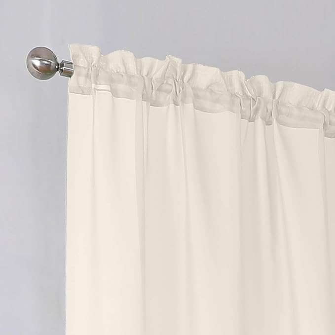 Simplebrand Cream Sheer Curtains 84 Inches Long 2 Panels, Light Filtering Rod Pocket Solid Color Window Sheer Curtain Panels, Elegant Curtains & Drapes for Living Room, Bedroom (Cream, 42" W x 84" L)