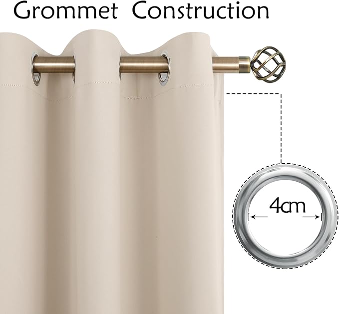 BGment Blackout Curtains - Grommet Thermal Insulated Room Darkening Bedroom and Living Room Curtains, Set of 2 Panels (70 x 63 Inch, Champagne)