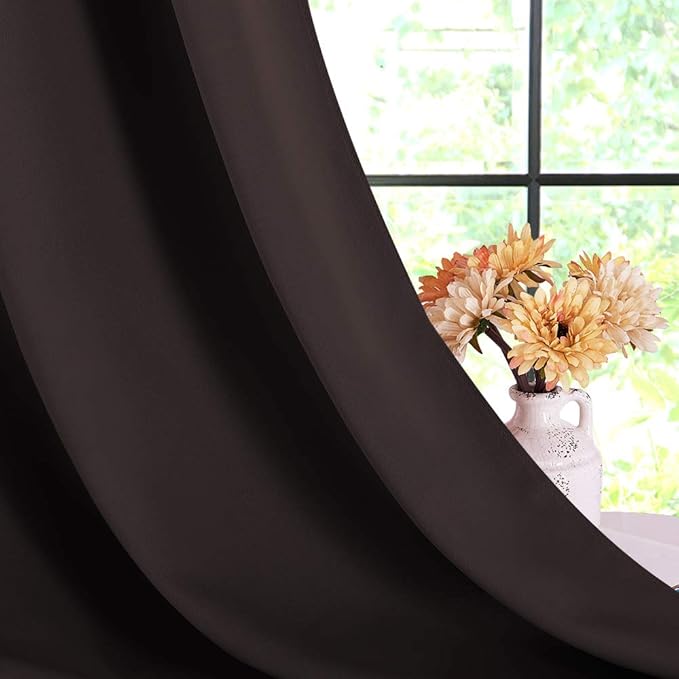 NICETOWN Blackout Curtain Panels for Kids Room, Energy Smart Thermal Insulated Solid Grommet Top Blackout Draperies/Drapes (2 Panels, 42-Inch x 72-Inch, Toffee Brown)