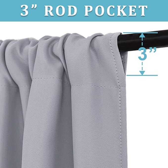 RYB HOME Extra Wide Blackout Curtains for Bedroom Living Room 63 inches Long, Thermal Insulated Privacy Drapes for Nursery Home Theater Dining Room, Width 62 by Length 63, Silver Grey, 2 Panels