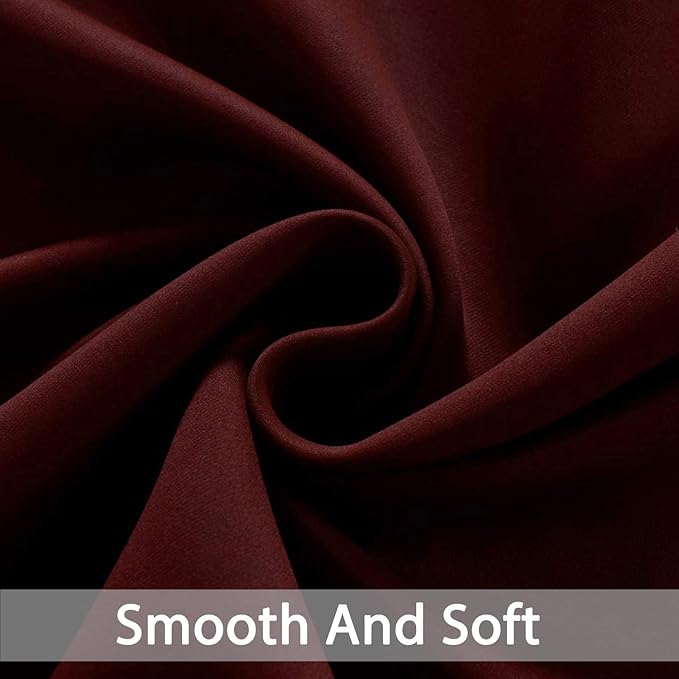 Yakamok Blackout Curtains 96 Inches Long with Grommet for Bedroom, Burgundy Thermal Insulated Room Darkening Window Treatment Drapes Curtain for Living Room (52Wx96L, Burgundy red, 2 Panels)