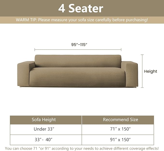 MYSKY HOME Couch Cover for Dogs, Sectional Couch Cover, Beige Lines Sofa Covers for Sectional Sofa L Shape Chenille Couch Protector for Dogs Pets Couch Covers Washable Soft Throw, 71"X150"