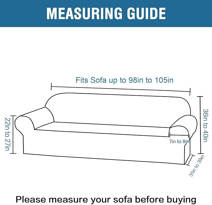 H.VERSAILTEX Stretch Velvet Sofa Covers Large Couch Covers Sofa Slipcovers Furniture Protector Soft with Non Slip Elastic Bottom, Feature Thick Comfy Rich Velour (Extra Wide Sofa 98"-105", Burgundy)