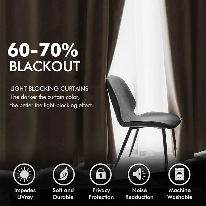 MIULEE 2 Panels Blackout Velvet Curtains Solid Soft Grommet Camel Beige Curtains Thermal Insulated Soundproof Room Darkening Drapes for Living Room Bedroom 52 x 84 Inch