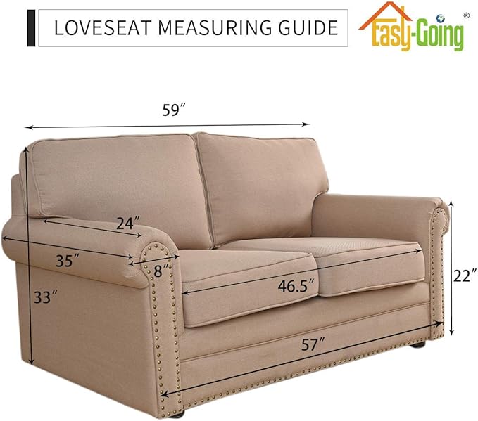 Easy-Going Reversible Loveseat Couch Cover for 2 Cushion Couch Sofa Cover for Dogs Water Resistant Furniture Protector with Foam Sticks Elastic Straps for Pet (Loveseat, Beige/Beige)
