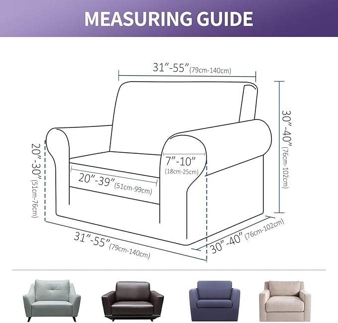 Joccun Stretch Chair Couch Cover,1-Piece Sofa Slipcover Spandex Fabric Sofa Covers with Elastic Bottom,Washable Furniture Protector for Dogs,Cats,Kids(Armchair,Chocolate)