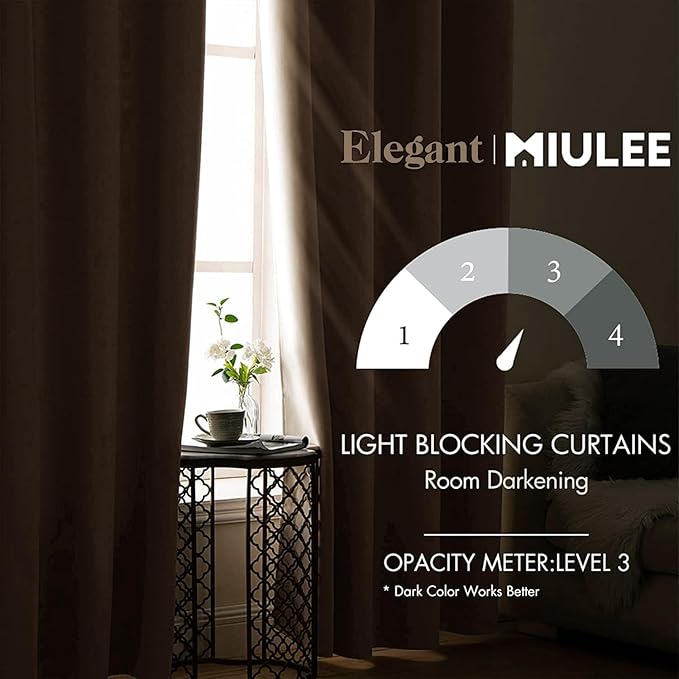 MIULEE Blackout Curtains for Bedroom Living Room Thermal Insulated Room Darkening Grommet Top Solid Light Blocking Drapery Set of 2 Window Panels 52 x 100 Inches Beige