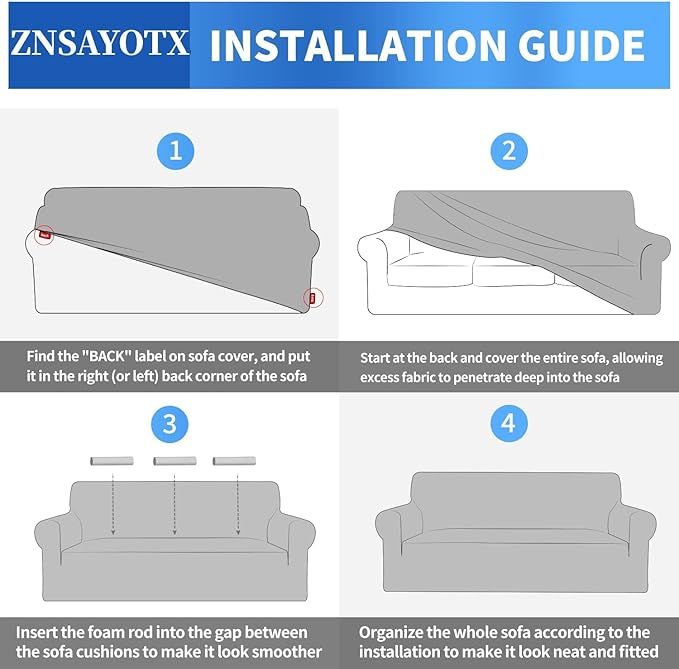 ZNSAYOTX 1 Piece Jacquard Couch Covers for 3 Cushion Couch High Stretch Sofa Cover for Pets Dogs Anti Slip Extra Large Sofa Slipcovers Furniture Protector (X-Large,New Pattern Light Beige)