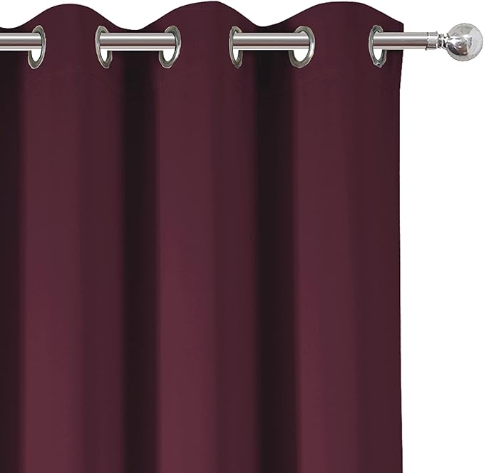 LEMOMO Burgundy Red Thermal Blackout Curtains/38 x 84 Inch/Set of 2 Panels Room Darkening Curtains for Bedroom