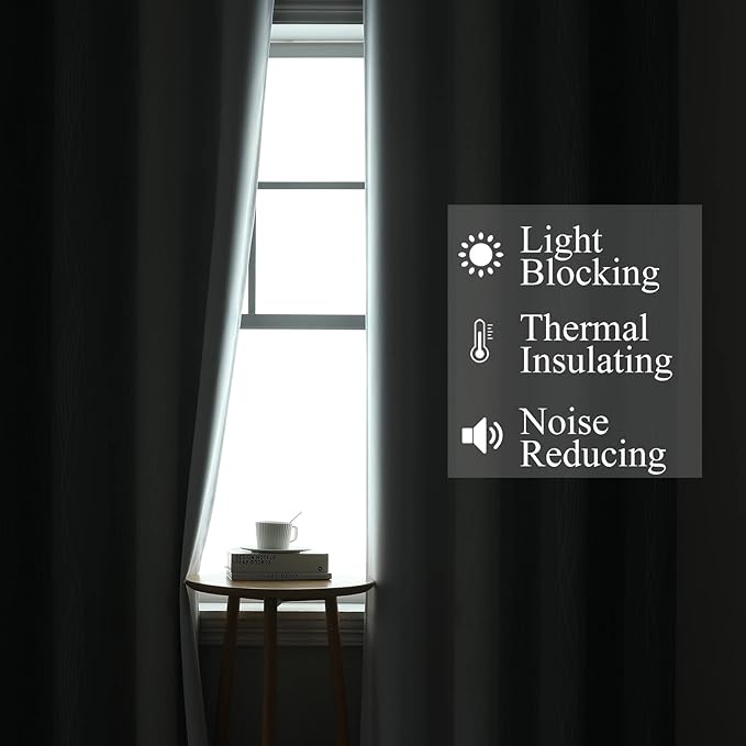Estelar Textiler Thermal Insulated Blackout Curtains 96 Inches Long, Ombre Grey and Grayish White Blackout Drapes for Bedroom, Gradient Full Light Blocking Energy Saving Curtains, 52Wx96L, 2 Panels