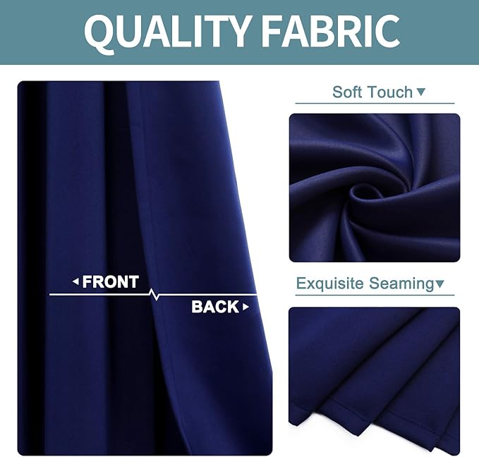 ChrisDowa Grommet Blackout Curtains for Bedroom and Living Room - 2 Panels Set Thermal Insulated Room Darkening Curtains (Navy Blue, 38W x 45L)