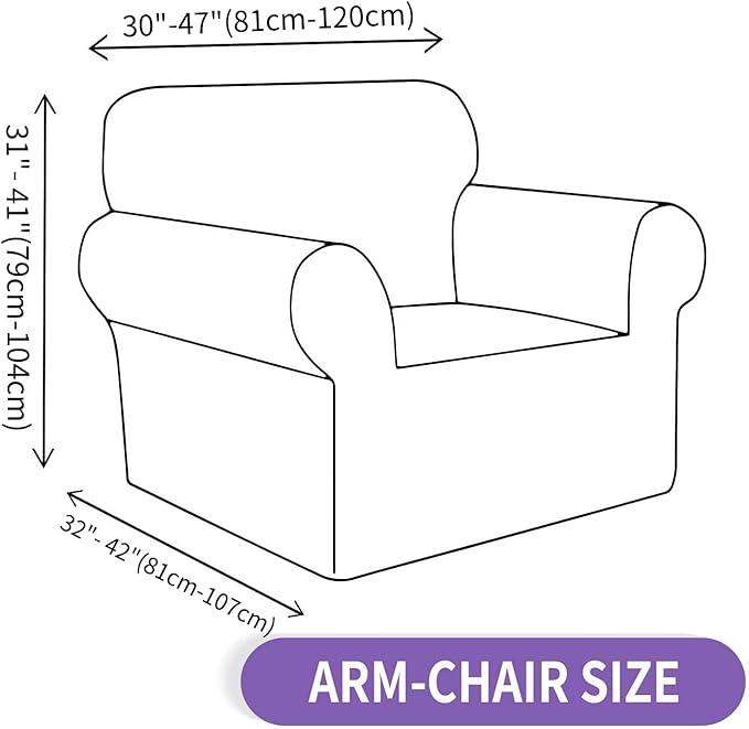 ZNSAYOTX Super Stretch Chair Slipcover (30"-47"), New Striped Sofa Chair Covers for Living Room, Dogs Pet Friendly Anti-Slip Chair Protector Spandex Armchair Slipcovers (Dark Grey, Chair)