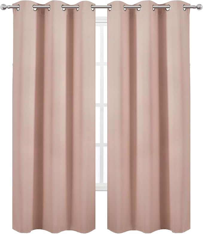 LEMOMO Blush Thermal Blackout Curtains/42 x 84 Inch/Set of 2 Panels Room Darkening Curtains for Bedroom