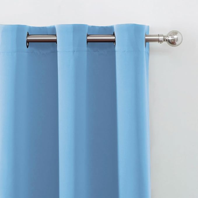 LEMOMO Blackout Curtains 52 x 90 Inch Long Sky Blue Curtains Set of 2 Panels Room Darkening Curtains for Bedroom and Living Room