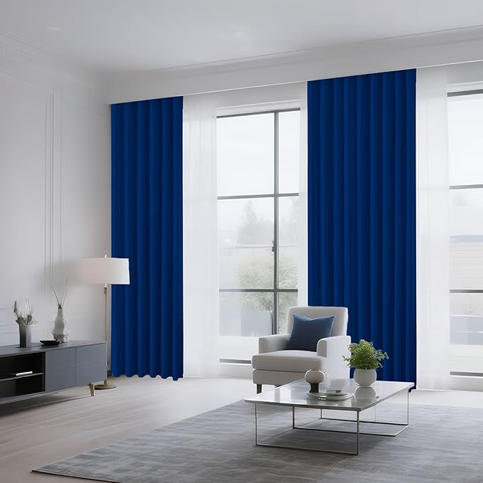 CUCRAF Royal Blue Blackout Curtains 108 inch Length 2 Panels Set, Rod Pocket Room Darkening Drapes for Bedroom Living Room, Insulated Thermal Light Blocking Window Curtain (W52 x L108 Inch)