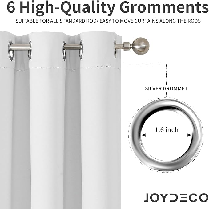 Joydeco Blackout Curtains 90 Inches Long 2 Panels Set, Thermal Insulated Long Curtains& Drapes 2 Burg, Room Darkening Drapes for Bedroom Living Room (Greyish White, W37 x L90 Inch)
