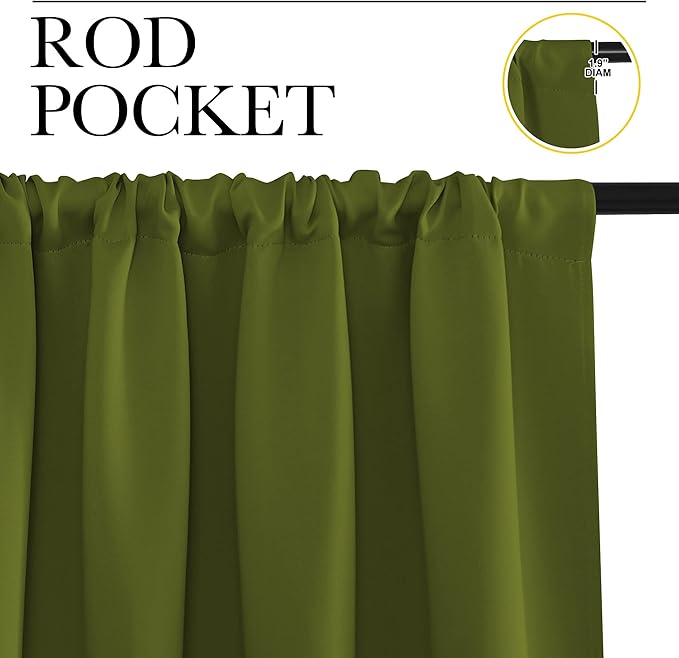 NICETOWN RV Blackout Curtains for Camper Windows, Olive, 29" Wide by 50" Long, 2 PCs, Short Blackout Curtains & Drapes, Thermal Insulated Blackout Curtain Panels for Kids Room, Play Room