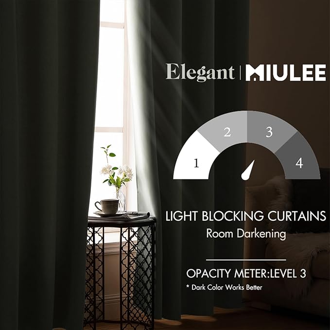 MIULEE Blackout Curtains 96 Inches Long for Bedroom Living Room Thermal Insulated Room Darkening Grommet Top Solid Light Blocking Drapery Set of 2 Window Panels Sage Green