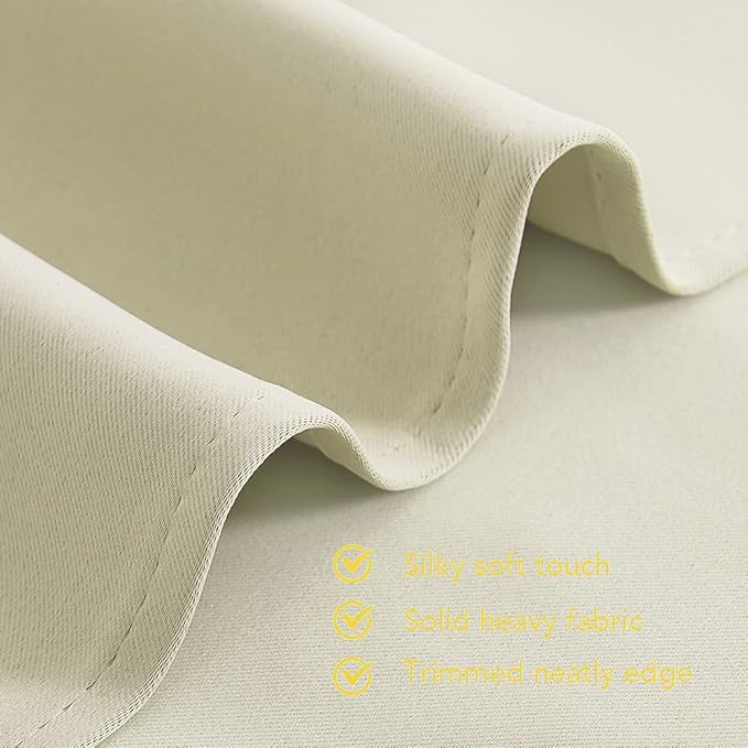 NICETOWN Room Darkening Beige Curtains for Living Room, W34 x L60, Set of 2, Window Treatment Thermal Insulated Solid Grommet Blackout Vertical Drapes for Bedroom