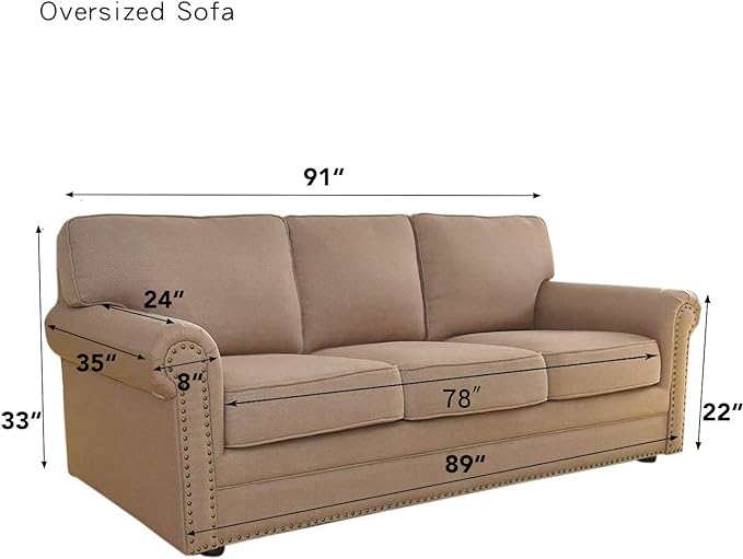 Easy-Going Stretch Oversized Sofa Slipcover 1-Piece Sofa Cover Furniture Protector Couch Soft with Elastic Bottom for Kids, Polyester Spandex Jacquard Fabric Small Checks Orange